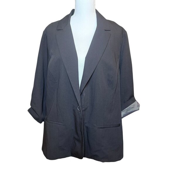 torrid Jackets & Blazers - Studio by TORRID Black Blazer Jacket Lined 3/4 Sleeve Plus Size 3 / 3X / 22